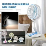 LR 2018 Rechargeable folding Fan with LED Lamp - Image 7