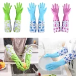 Hand Gloves for Kitchen and Household Use Waterproof, Long Elbow Length Multicolour-Reusable Free Size 1 pair
