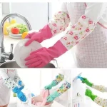 Hand Gloves for Kitchen and Household Use Waterproof, Long Elbow Length Multicolour-Reusable Free Size 1 pair - Image 2