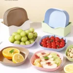 10 Pcs Plates With Stand, Multi-function Dish,Square Lightweight Wheat Straw Plates, Deep Dinner Dishes - Image 5